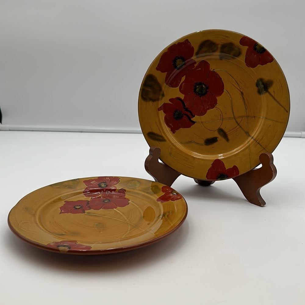 Set of Two Fleur Rustique by Ambiance Collections Red Poppies Floral